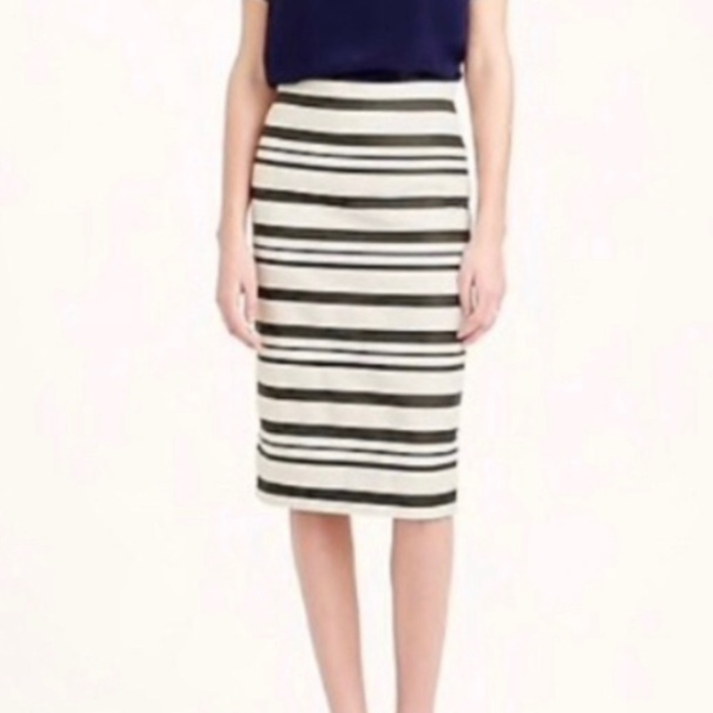 J. Crew Striped Basketweave Pencil Skirt Size 2